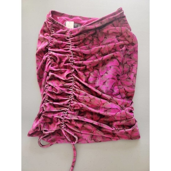 NWT Anthropologie Ruched Velvet Floral Mini Skirt Pull On Size XXS - Picture 2 of 11